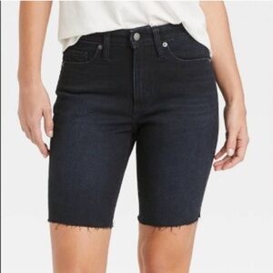 Universal Thread Women's Dark Denim high rise Bermuda Jean Shorts